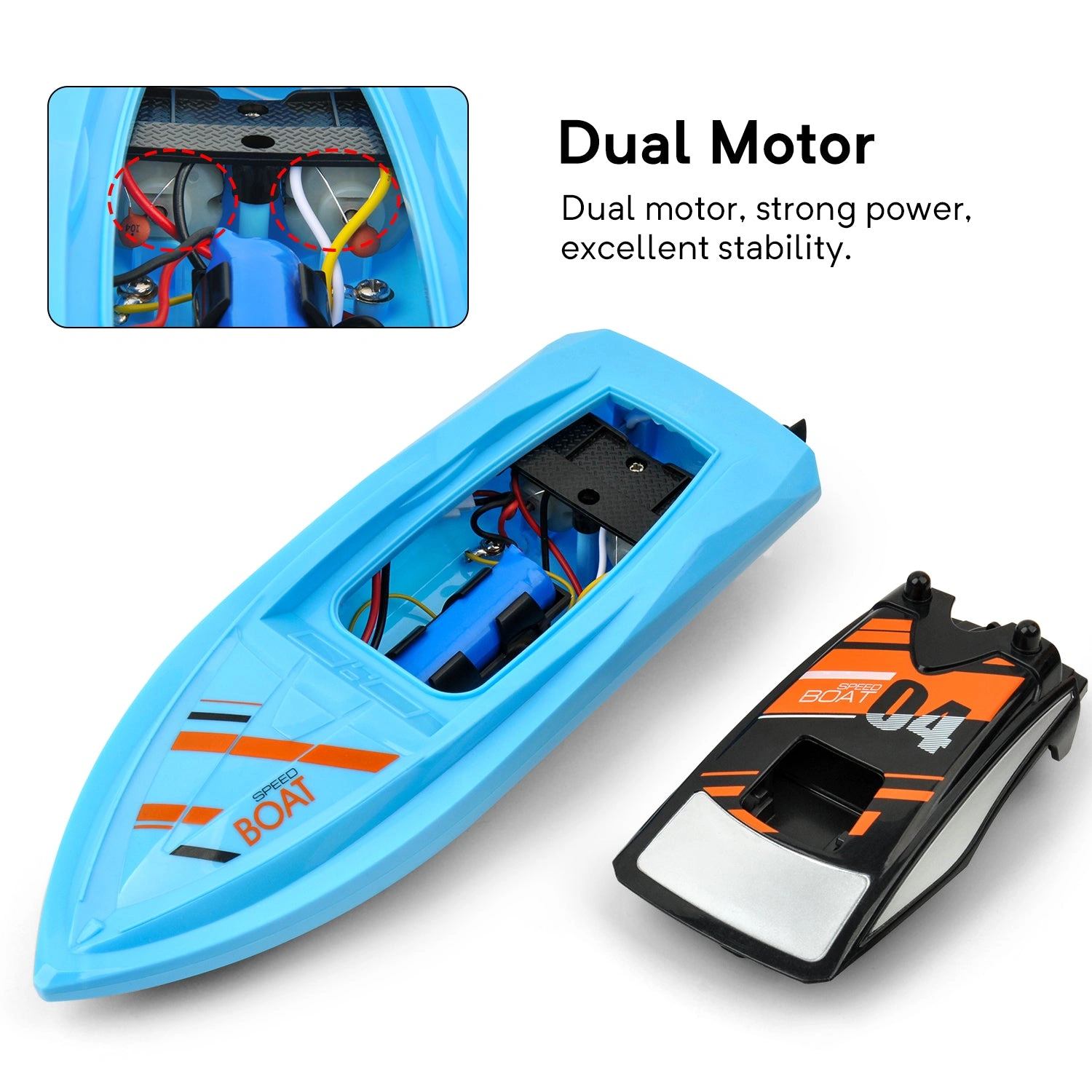 GizmoVine RC Boat: Blast into Adventure! High-Speed Fun for Boys! Pool & Lake Ready! Blue!