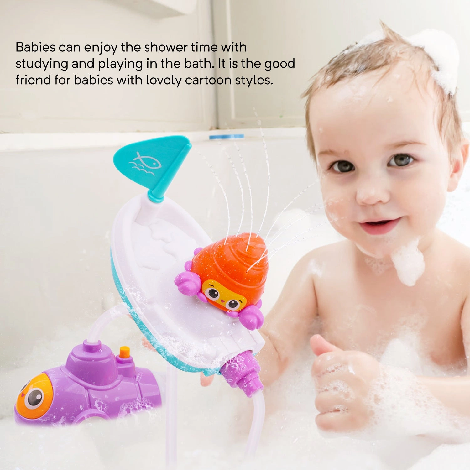 GizmoVine's Submarine Splashdown Adventure: 3-in-1 Bath Fun! Fountain, Boat & Sprayer Delight!